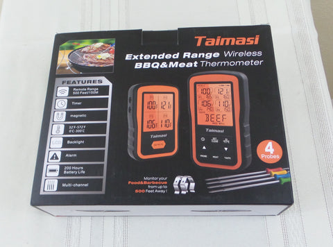 Taimasi Extended Range Wireless BBQ &meat Thermometer. (New In Box)