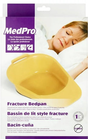 MedPro Fracture Easy Clean Portable Bed Pan with 1 Count Yellow Medical Adult DK